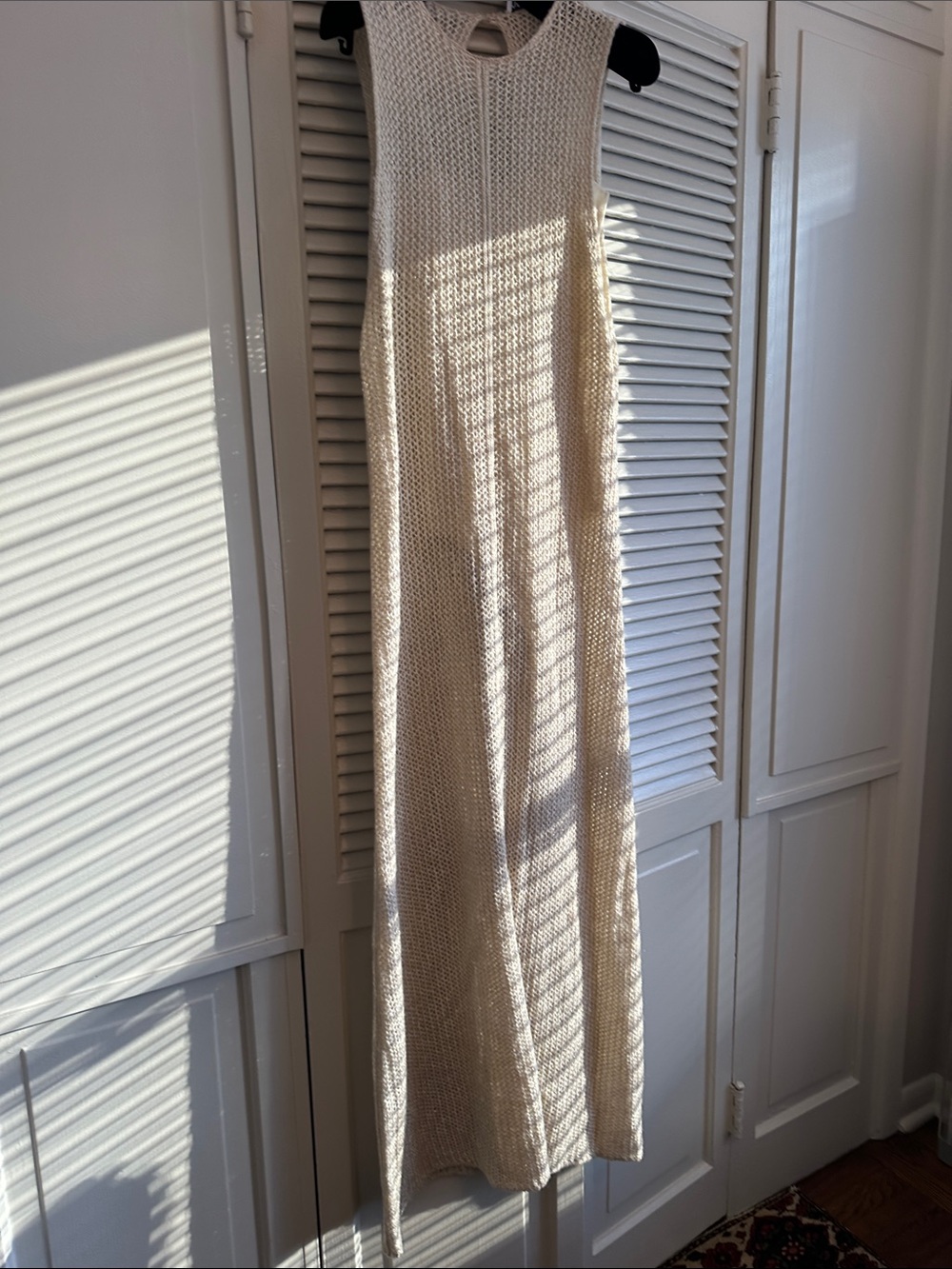 Zara Sleeveless Knit Maxi Dress in Cream and gold wool very Chic